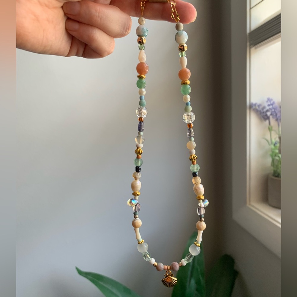 6A. Natural Pearl and Stone Beaded Necklace